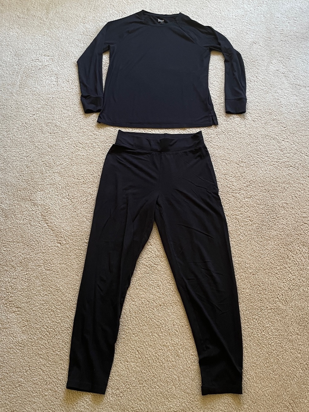Lands' End Black Lounge Set S/T Small long sleeve shirt pants